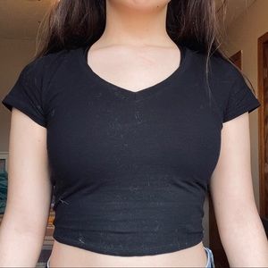 Fashion nova black crop top V-neck
